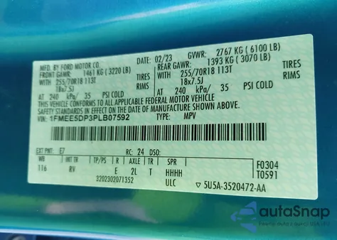 2023 Ford Bronco Outer Banks из США, поврежденный, VIN 1FMEE5DP3PLB07592